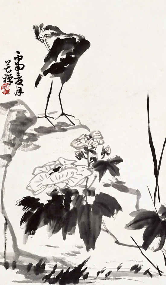 李苦禅 墨笔花鸟 72cm×42.5cm